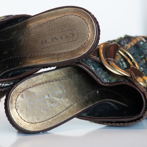 Coach Brown Tweed Claude Mules - Picture 5 of 7